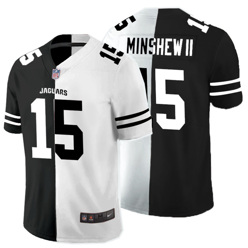 Men's Jacksonville Jaguars #15 Gardner Minshew II  Black & White Split Limited Stitched Jersey